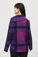 Joseph Ribkoff Plaid Jacquard Cowl Neck Sweater / 243943